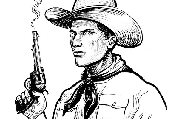Inkedcowboy-character-with-a-smoking-revolver-gun-ink-black-and-white-drawing-2BK944A_LI.jpg