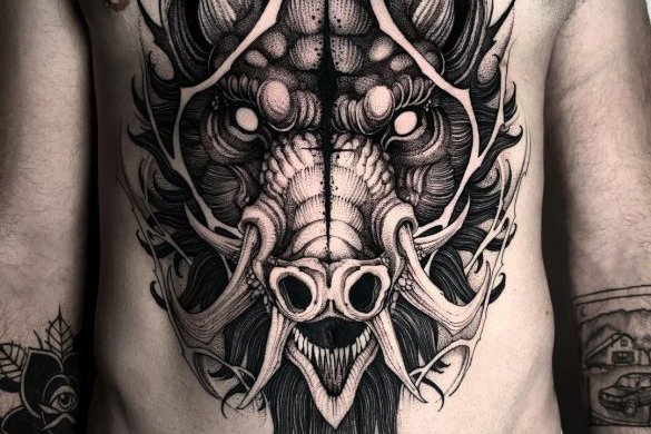 мужские тату на животе (3)